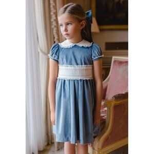 Sal & and Pimenta Dusty Blue Velvet Dress 2T NWOT